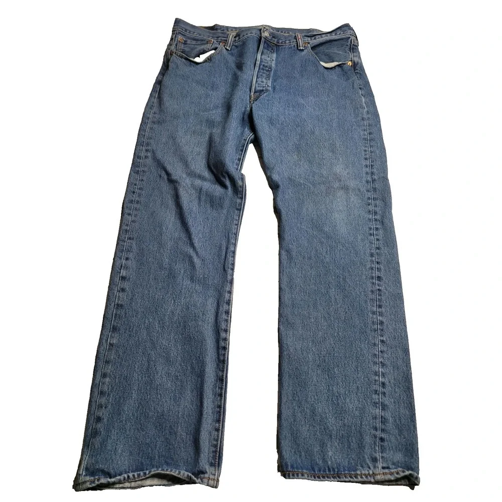 Levis 501 Jeans Mens 40x32 Blue Button Fly Denim Pants Straight Classic Workwear